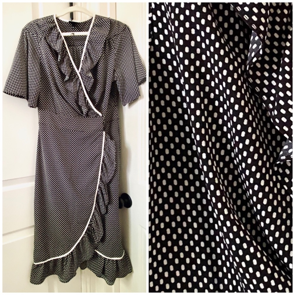 NWT Who What Wear Black Polka Dot Midi Dress